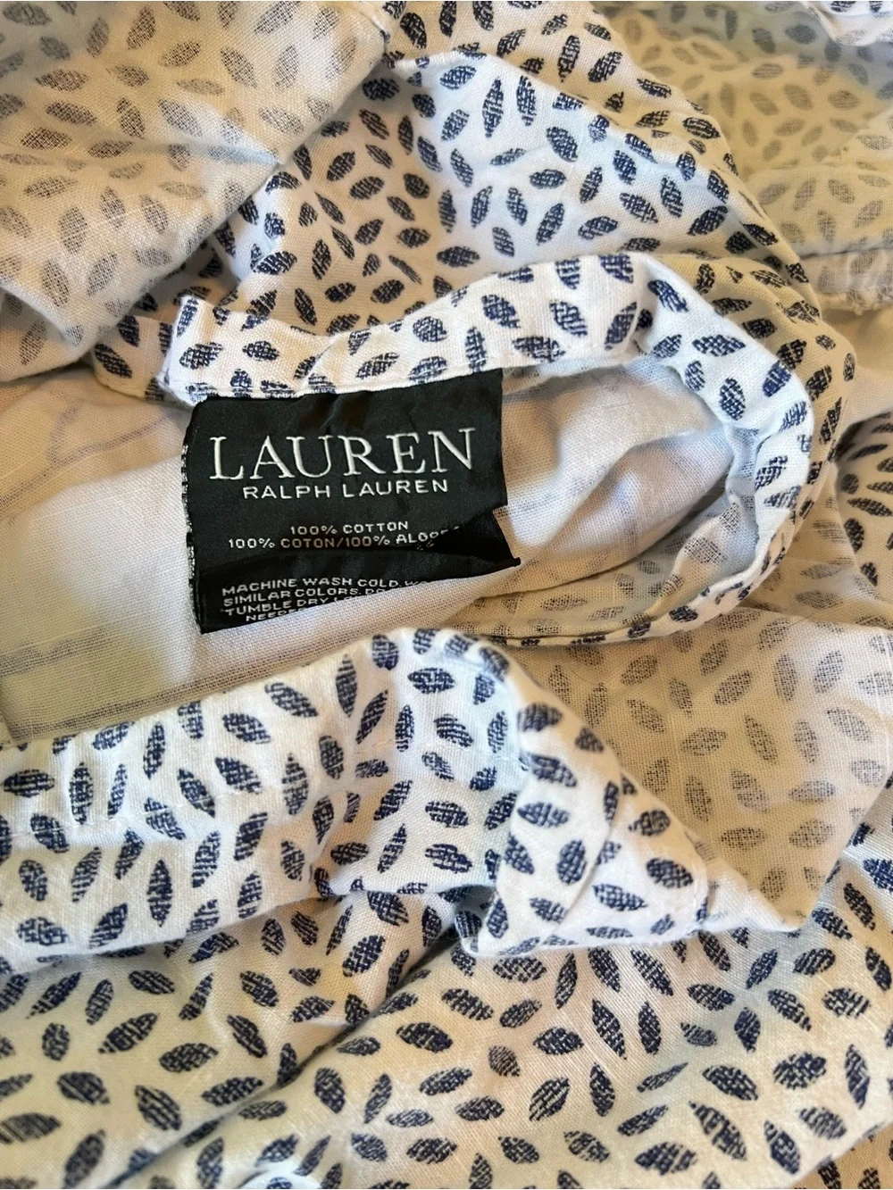 Lauren Ralph Lauren Queen Nora Blue White Paisley Reversible Duvet Cover